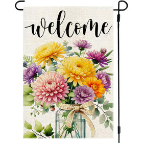 Lyjydnfc spring summer flower garden flag with mason jar motif for welcoming outdoor spaces.