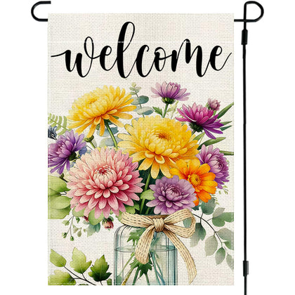 Lyjydnfc spring summer flower garden flag with mason jar motif for welcoming outdoor spaces.