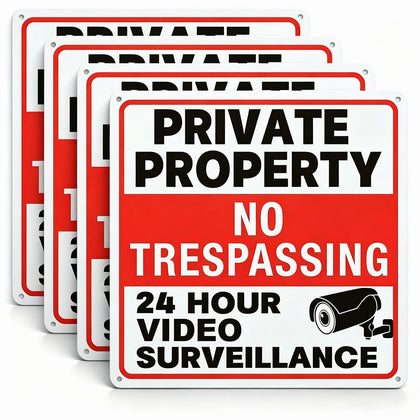 Lykjdnz No Trespassing Sign on wall enhances visibility and deters intruders at night.