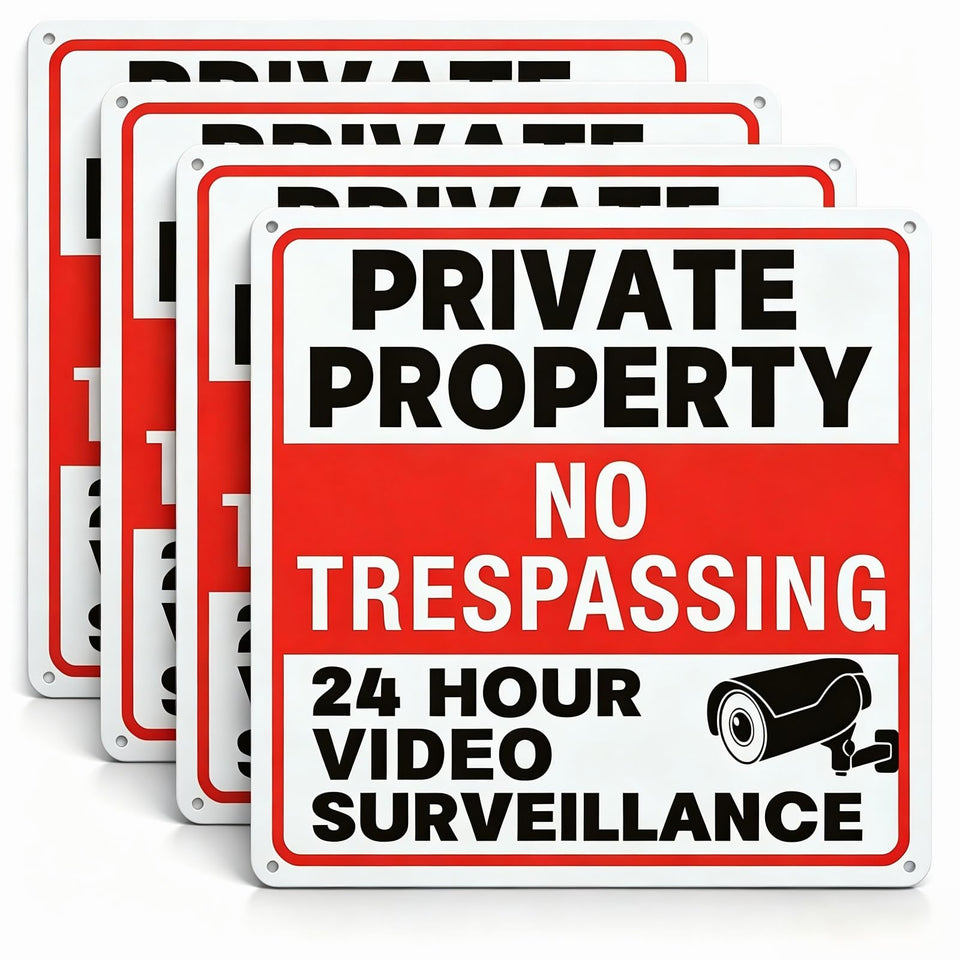 Lykjdnz No Trespassing Sign on wall enhances visibility and deters intruders at night.