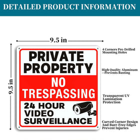 Lykjdnz No Trespassing Sign with reflective coating for day and night visibility.