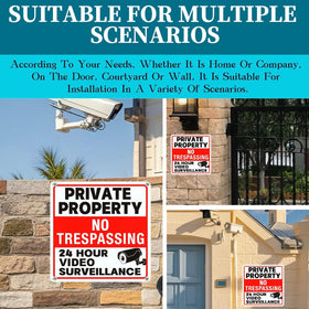 Lykjdnz No Trespassing Sign shows four corner holes for easy mounting.