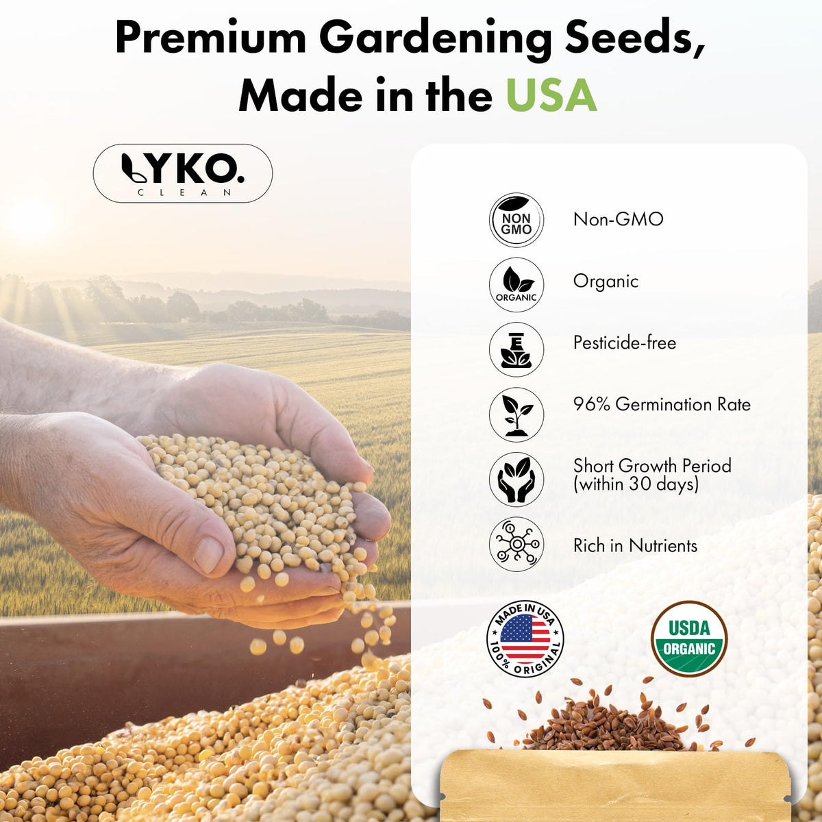 LYKOCLEAN 350+ herb seeds including basil, parsley, mint, cilantro