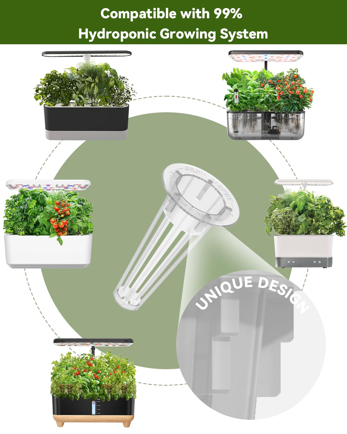 LYKOCLEAN grow basket designed to fit compatible hydroponic systems