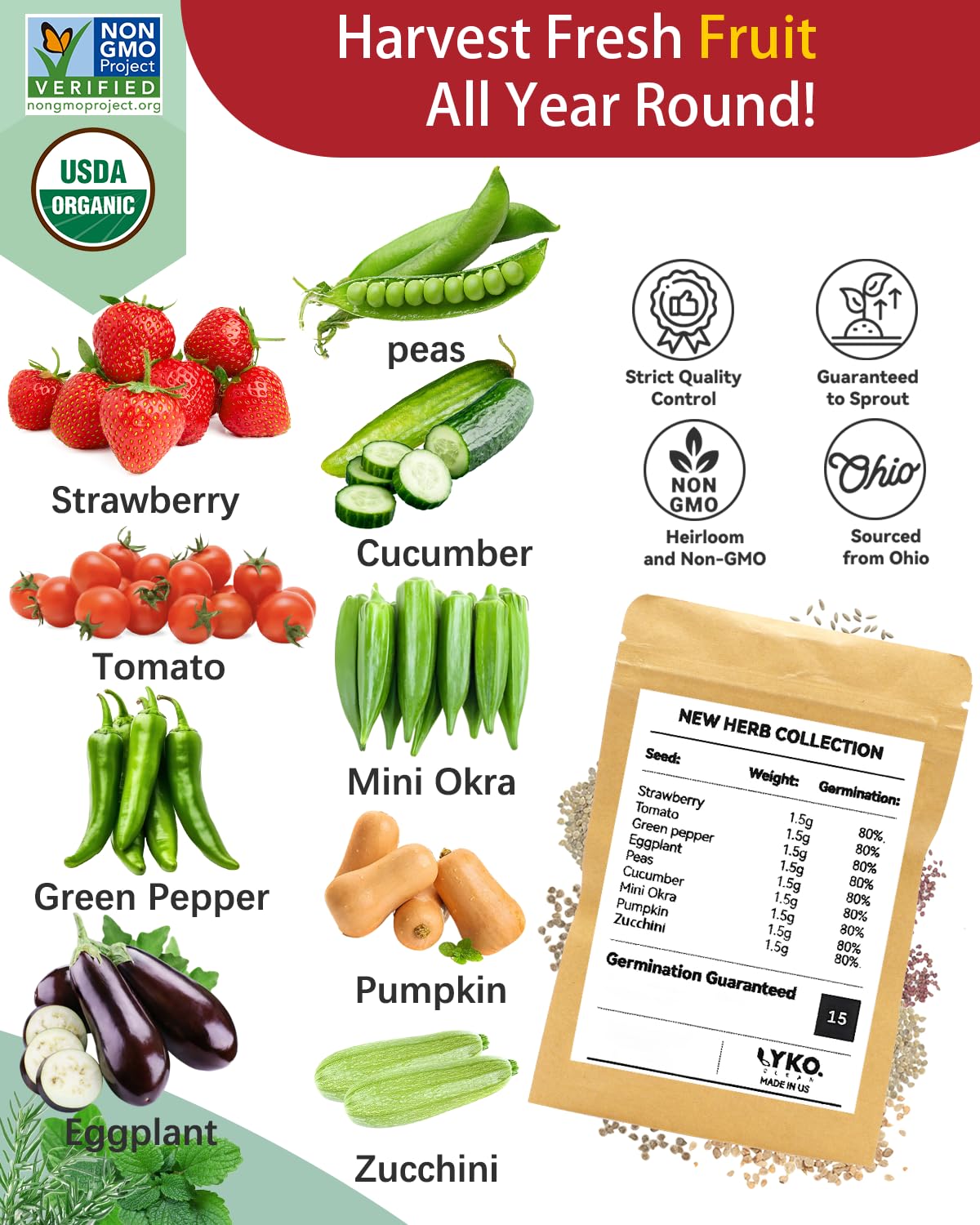 Nine-variety seed collection ready for indoor planting by LYKOCLEAN