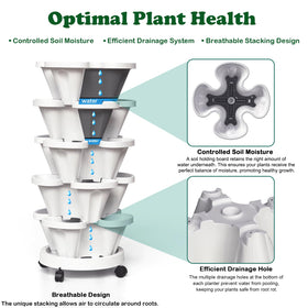 Lykvrii vertical stackable planter with wheels enables easy sun-following relocation.