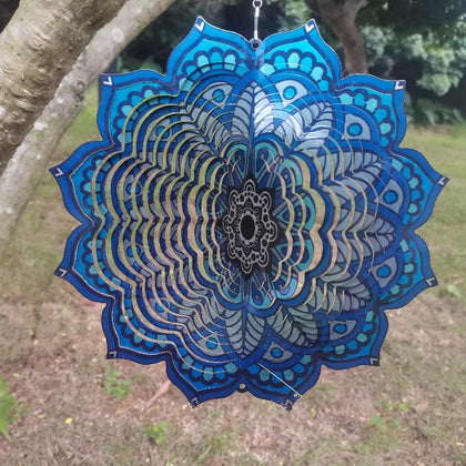 Lylence hanging wind spinner mandala flowers adds vibrant color to your garden.