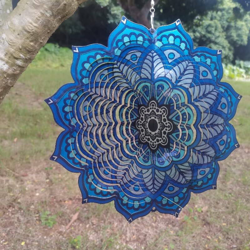 Lylence laser-cut metal wind spinner offers sturdy durability for outdoor use.