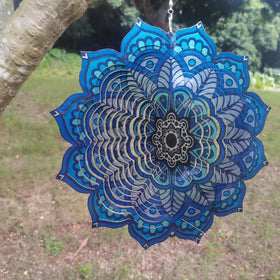 Lylence laser-cut metal wind spinner offers sturdy durability for outdoor use.