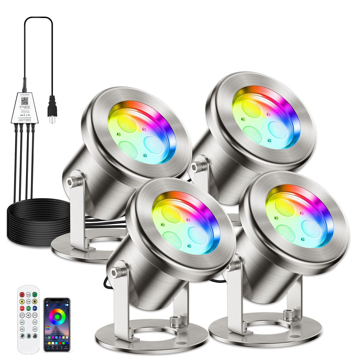 LyLmLe app-controlled pond light for customizable colors and scenes.