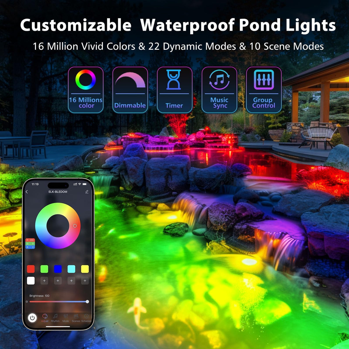 LyLmLe IP68 waterproof pond light for durable outdoor use.