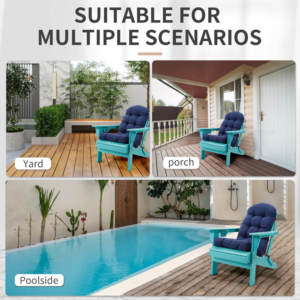 LYLNBYWK Adirondack cushion dimensions are 48x19.7 inches for roomy seating.