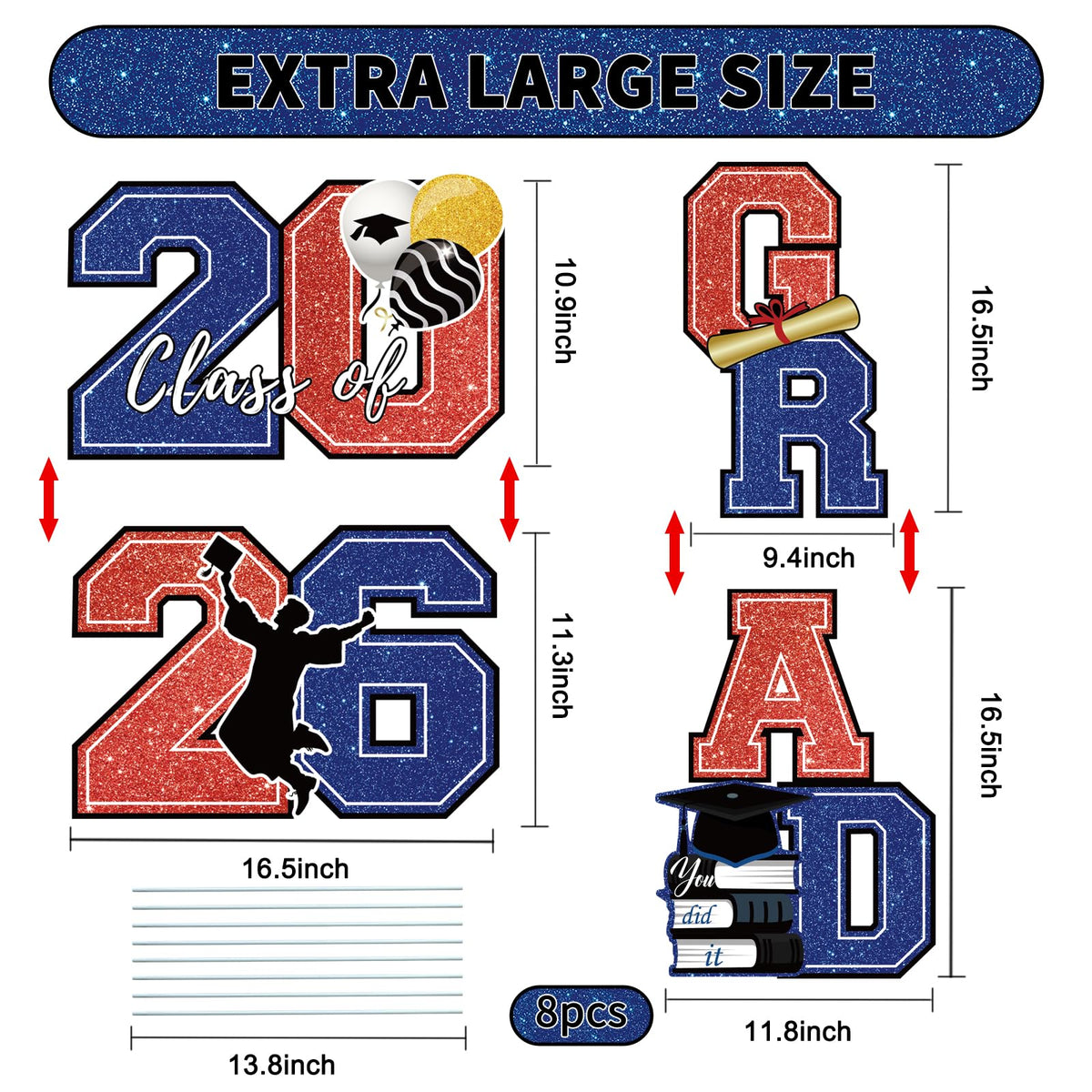 Lynumtw glittering 2026 yard sign with large 20 and 26 for impact.