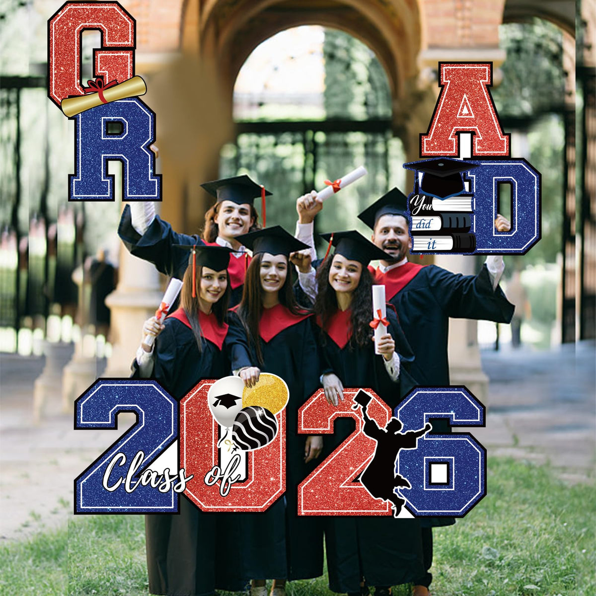 Lynumtw graduation yard sign backdrop for photos and celebrations.