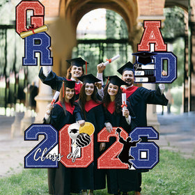 Lynumtw graduation yard sign backdrop for photos and celebrations.
