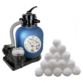 LYQC 3lb pool filter balls closeup; advanced filtration materials for clearer water.
