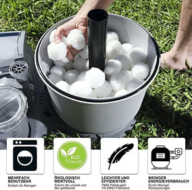 LYQC 3lb pool filter balls water-cloud to clear show water clarity improvement.