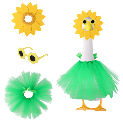 Lyreh porch-goose sunflower headpiece closeup for colorful yard decor