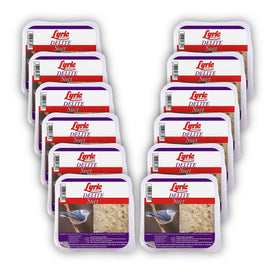 Twelve-pack Lyric Delite packaging keeping suet fresh for birds.