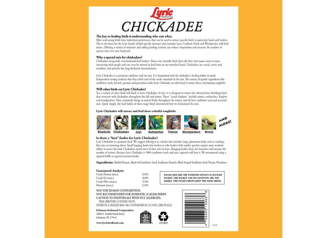 Lyric peanuts, pecans and pistachios highlight the nut blend for birds.