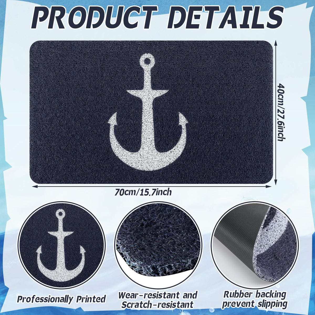 Lyrow anchor doormat demonstrates non-slip backing for stable placement in busy entrances