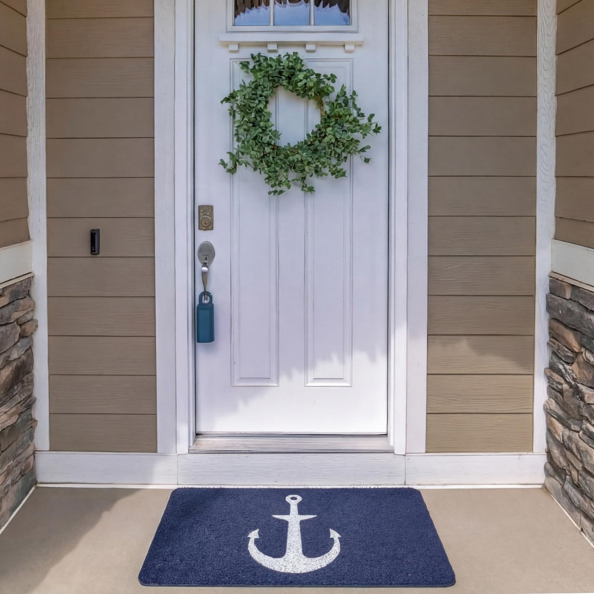 Lyrow front-door navy-blue doormat suitable for indoor or outdoor use