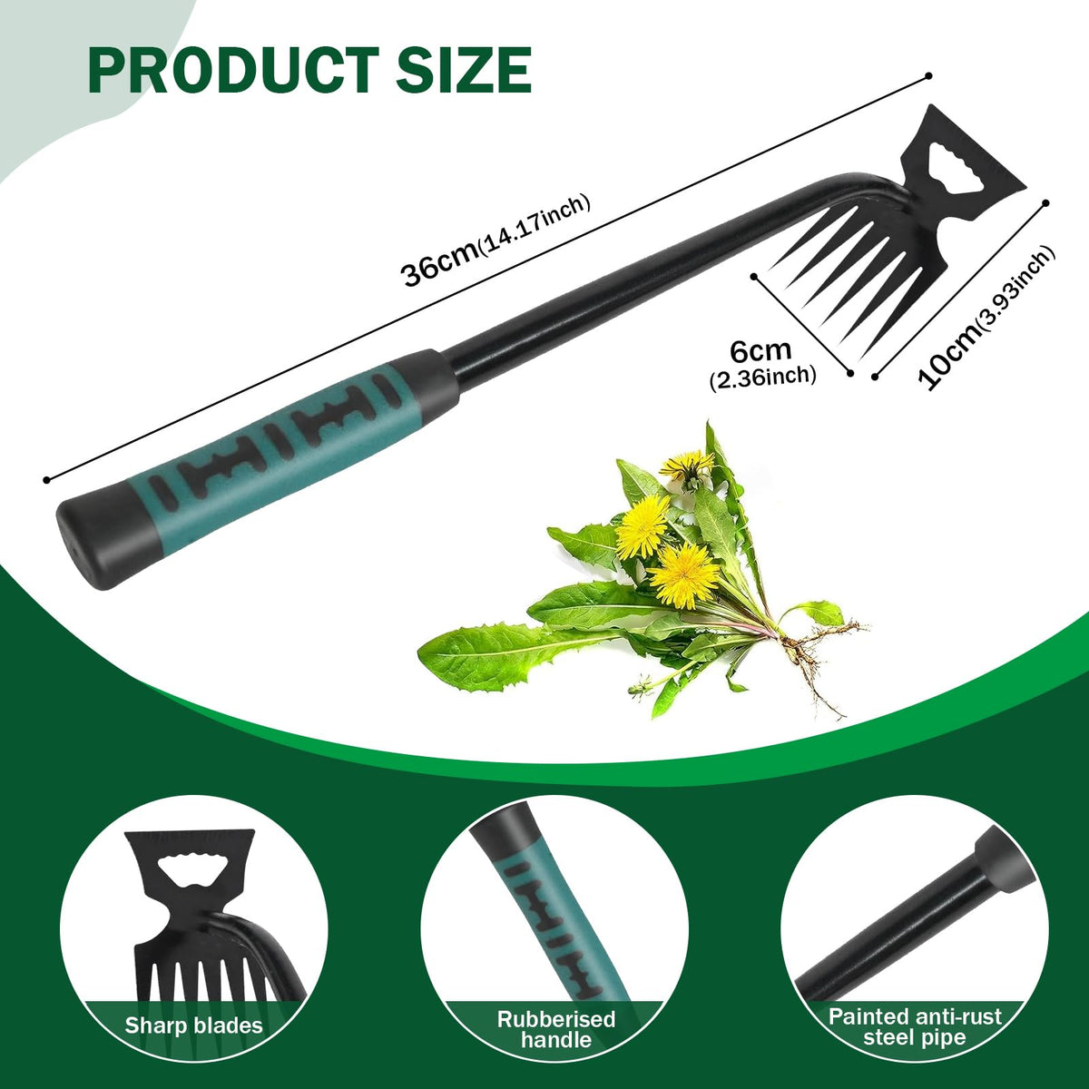  LYROYREG Weed Remover Tool cuerpo de acero antióxido para durabilidad en jardín