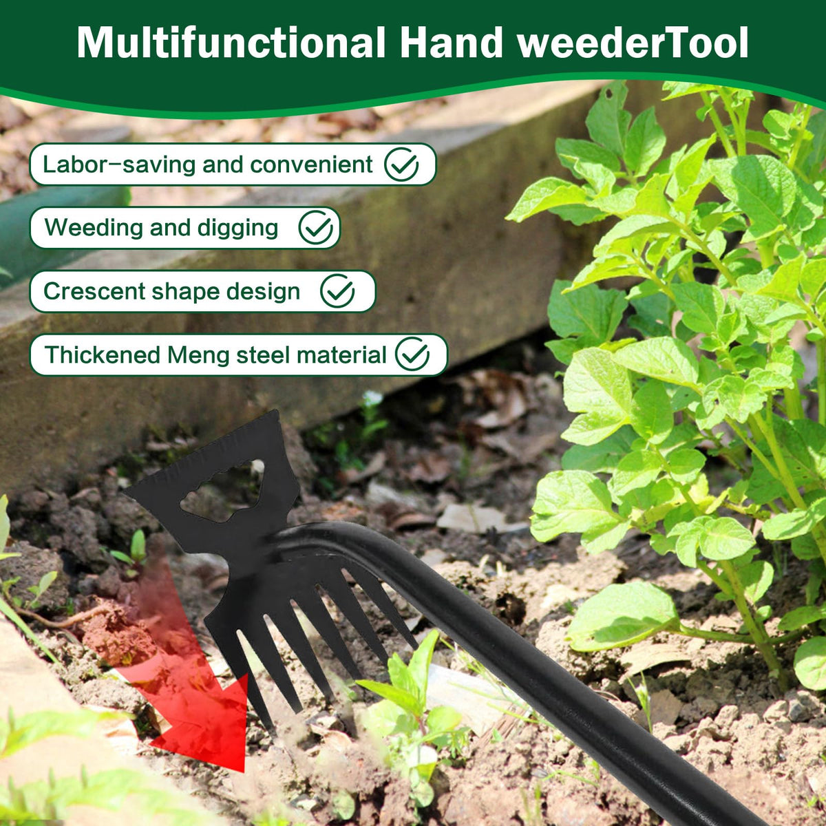  LYROYREG Weed Remover Tool diseño de cuatro dientes para mayor solidez (nota: 6 dientes) 