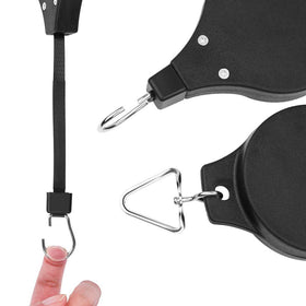 Lythor retractable plant hanger extended to reach hanging baskets with ease