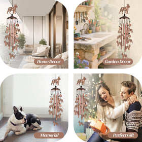 LYWUU Boston Terrier Wind Chime features a brushed metal finish