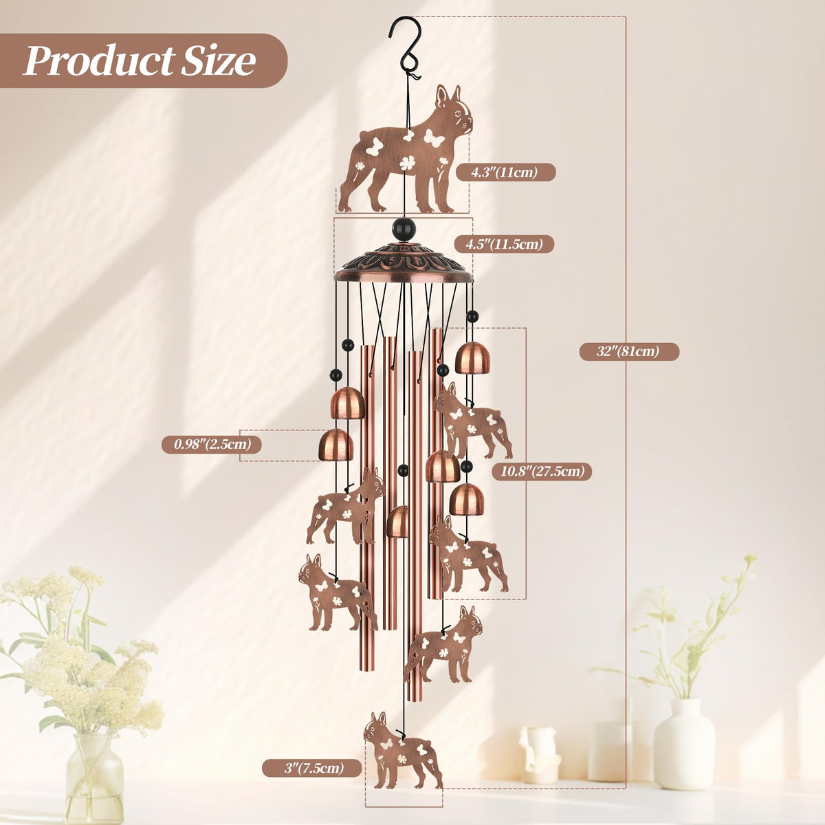 LYWUU Boston Terrier Wind Chime makes a thoughtful gift for dog lovers