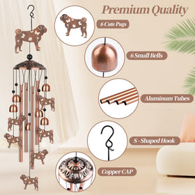 LYWUU pug wind chime with aluminum tubes delivers clear, calming melodies outdoors.