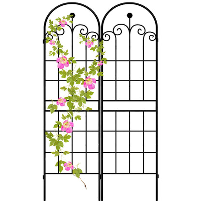 LZRS 2-pack rustic iron arch trellis for outdoor plant support