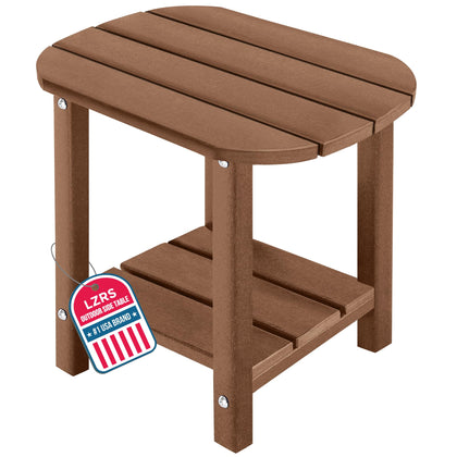 LZRS 2-Tier Patio Side Table wood texture close-up, showing a durable outdoor surface.