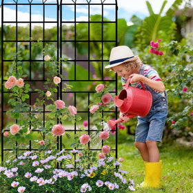 LZRS 4-pack rustic iron garden trellises for multiple planting spots.
