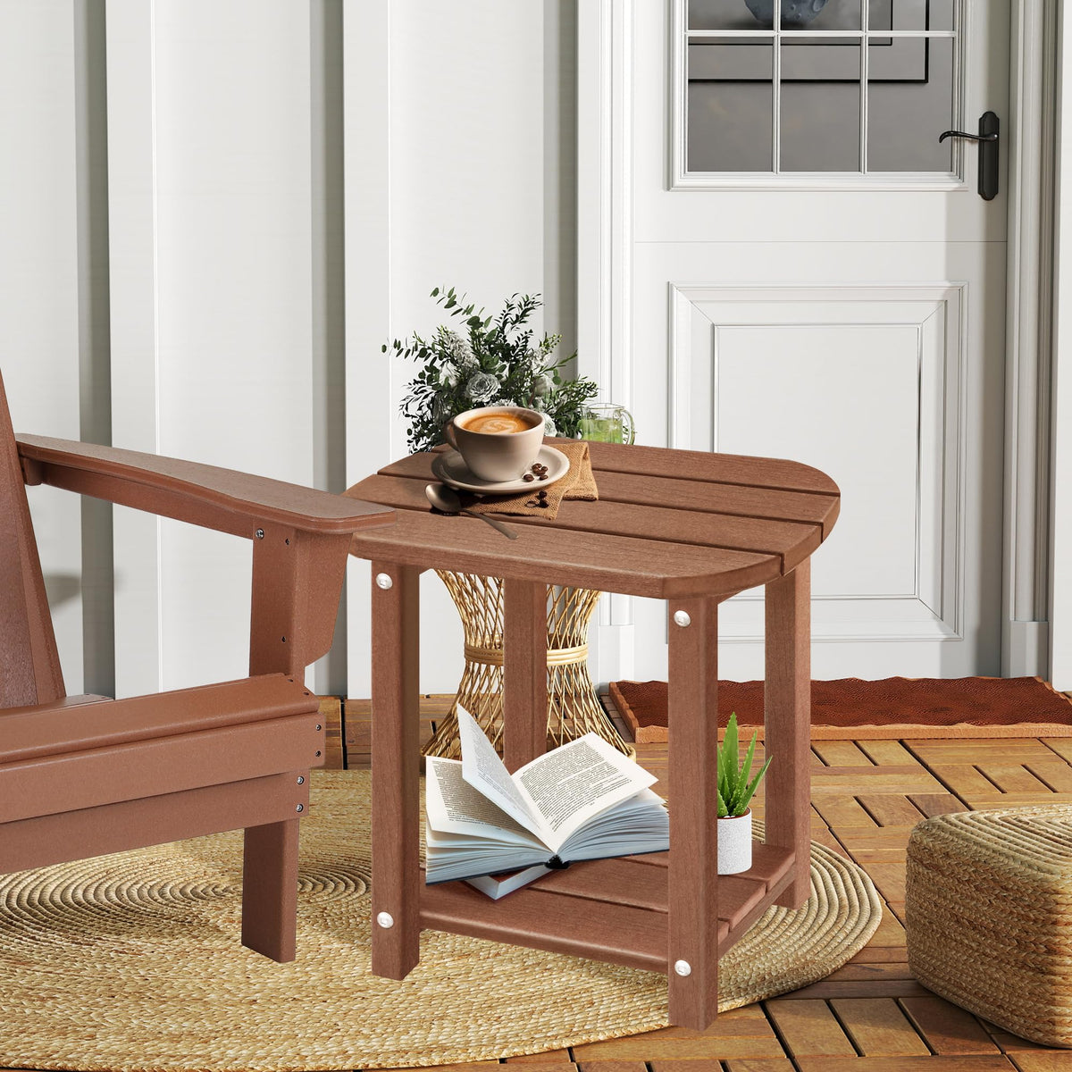 LZRS brown color option shown in a sunlit patio setting.