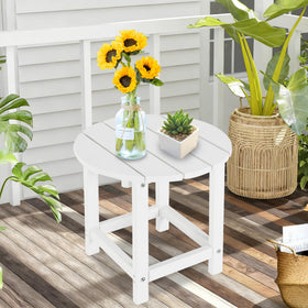 LZRS compact indoor-outdoor table white fits beside chairs