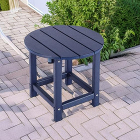 LZRS compact patio table fits beside chairs without crowding