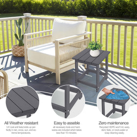 LZRS weatherproof table fits decks, patios, and poolside spaces.