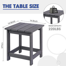 LZRS HDPE outdoor end table resists warping and fading in sun and rain.