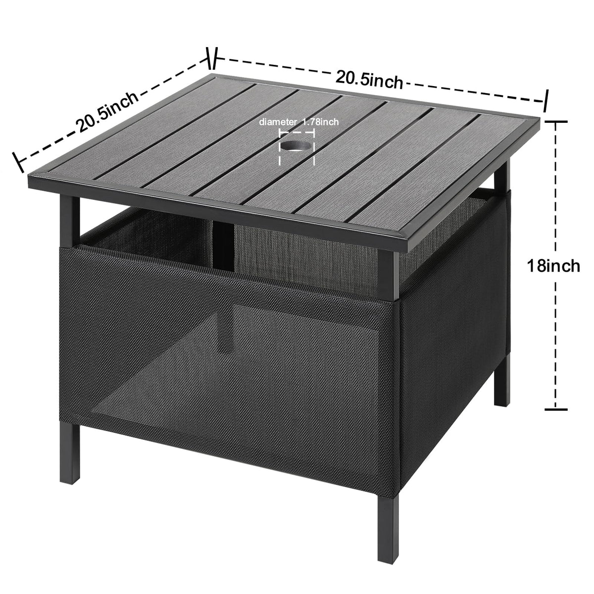 LZRS outdoor end table in light grey, low maintenance.
