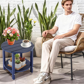 LZRS Outdoor patio side table in navy blue complements any setup.