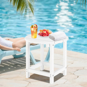 LZRS patio side table white ideal for books, remote, and beverages