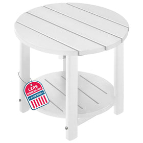 LZRS round Adirondack side table in white ideal for drinks on the patio