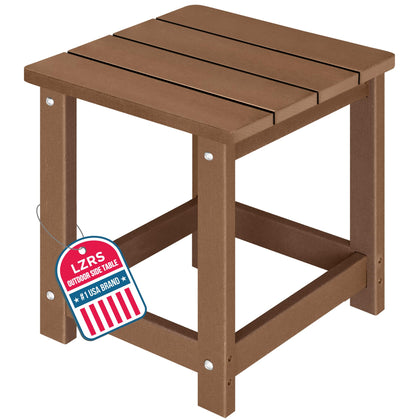 LZRS square patio side table with wood texture, perfect for drinks and books.