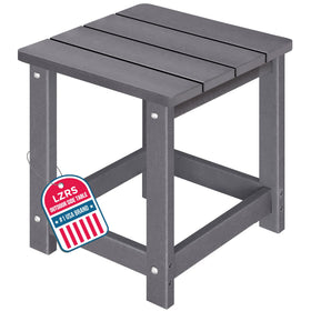 LZRS square patio table with wood-texture HDPE for outdoor durability.