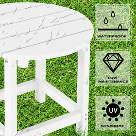 LZRS textured HDPE table in white resists warping and fading