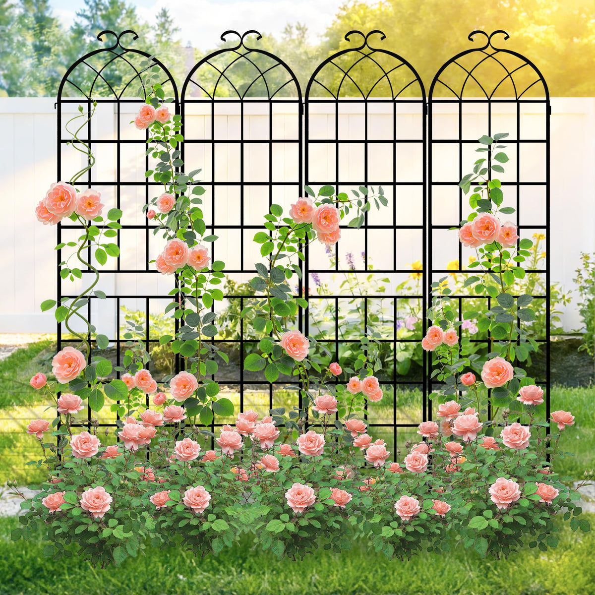 LZRS weather-resistant garden trellis with black coating withstands outdoor conditions.