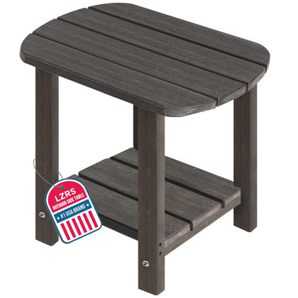 LZRS 2-Tier Patio Side Table with wood texture adds outdoor charm and extra surface.