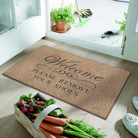 Lzuso front door mat featuring a playful humor message welcoming visitors.